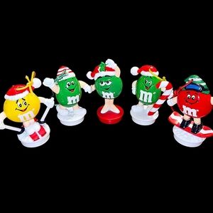 Bundle of Five Vintage Mars Inc. M&M Christmas Ornaments 1991 to 1998